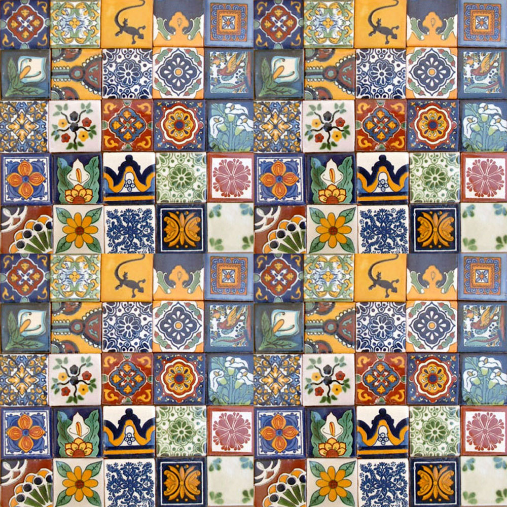 100 AZULEJOS MEXICANOS 2x2 CERÁMICA TALAVERA MÉXICO DECORACIÓN DE PISO DE PARED #004