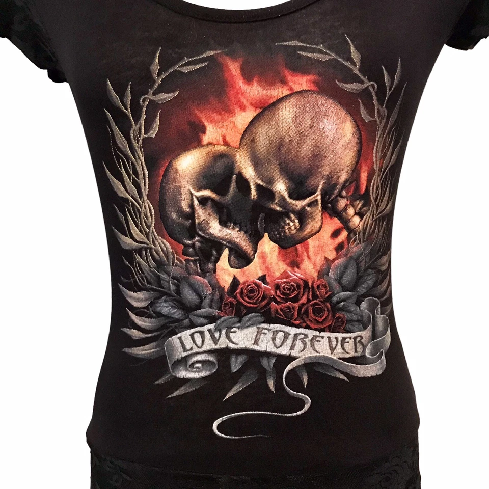 Spiral Gothic Skull Dress Black Lace Witchy Fit & Flare Grunge Women’s Sz S - Image 2 of 4