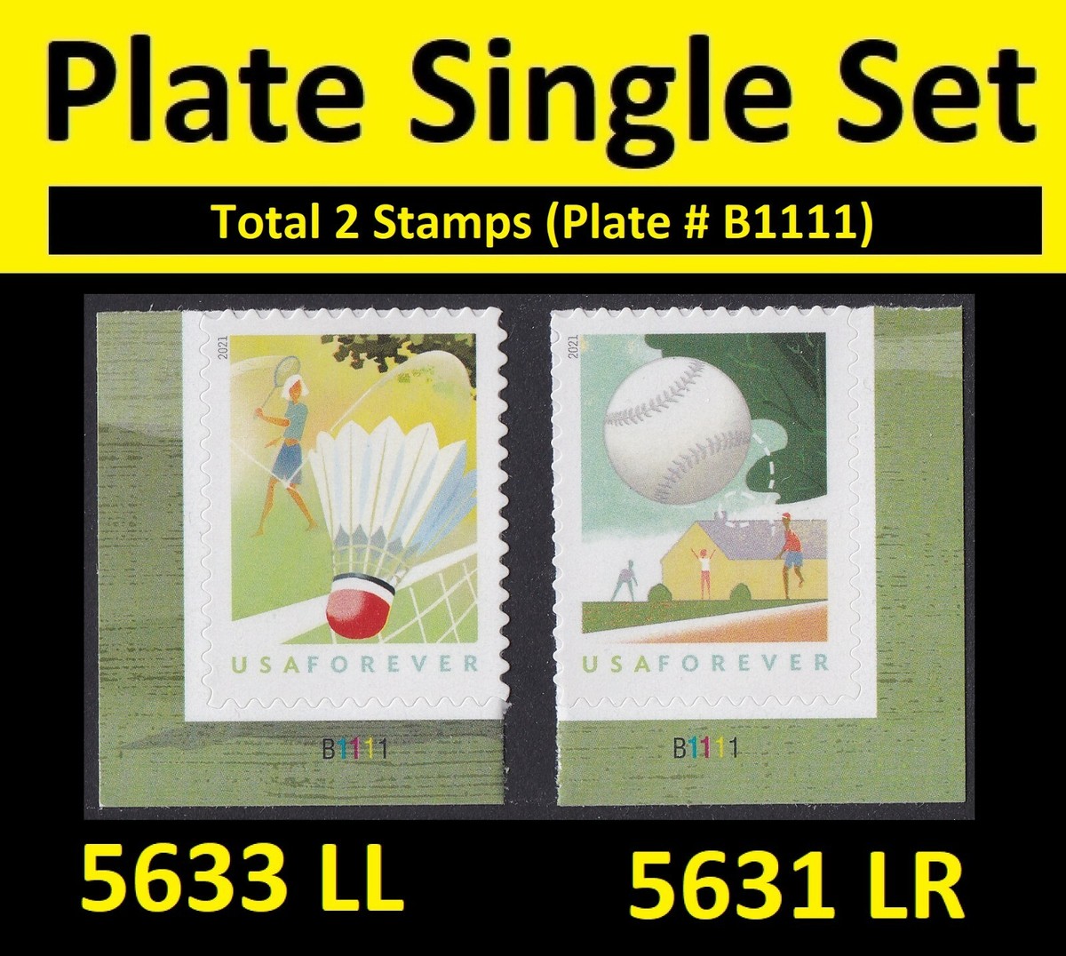 US 5631 5633 Backyard Games F plate single set 2 MNH 2021 | eBay