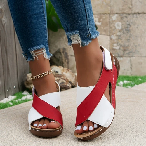 Damen Orthopädische Sandalen Bequeme Hausschuhe Peep Toe Offener Schuhe Sommer - Bild 10 von 25
