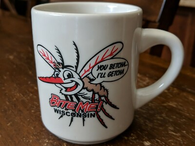 Wisconsin BITE ME! White Ceramic Coffee Mug Mosquito