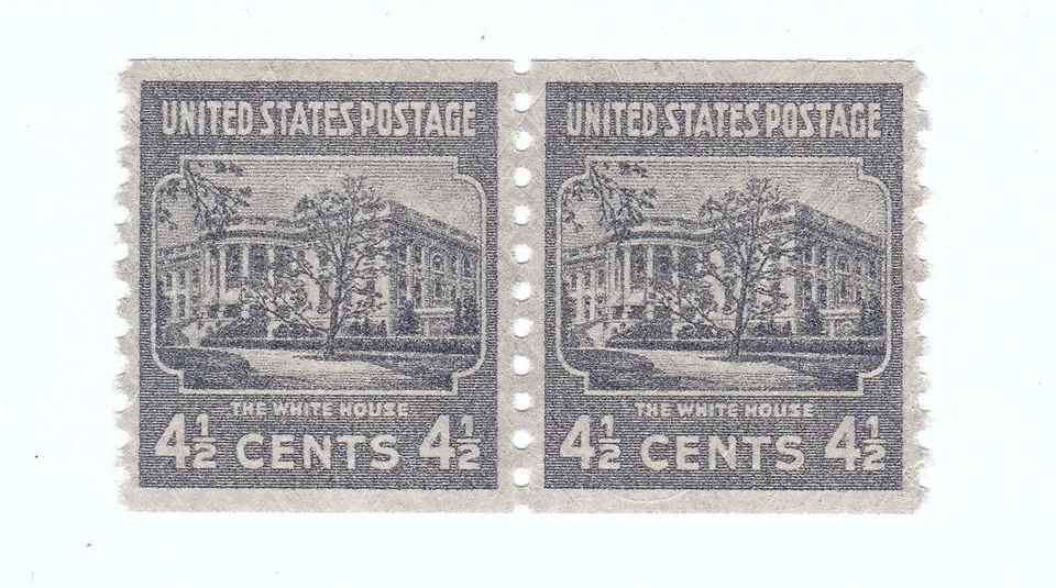 Unused 1939 Coil Pair White House 4.5c Stamp PSE 90 XF Mint OGnh Scott 844 - Image 2 of 2