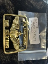 VINTAGE 1970 "I'D RATHER BE FLYING" SOLID BRASS BELT BUCKLE-Pilot Wing/Air Force