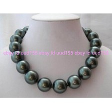 10/12/14/16/18/20mm Black South Sea Shell Pearl Round Beads Necklaces 18''