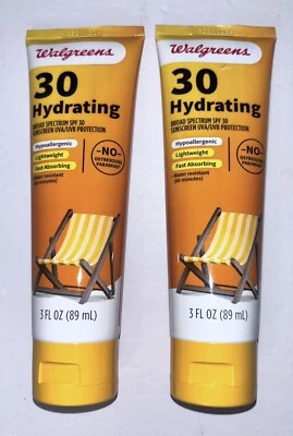 Walgreens Hydrating Broad Spectrum SPF30 Sunscreen Lotion Exp 10/26 Lot Of 2