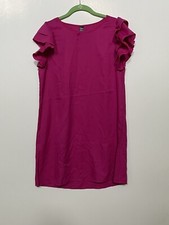 Shein Dress Tunic Womens Size S Fuchsia Ruffle Cap Sleeves