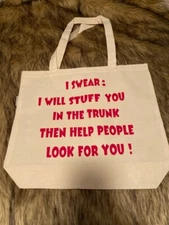 FUNNY HOMECRAFTED REUSEABLE GROCERY SHOPPING BAG 100% COTTON  