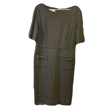 Talbots Little Black Dress Size 8 Black A Line Knit Stretch Pockets Preppy