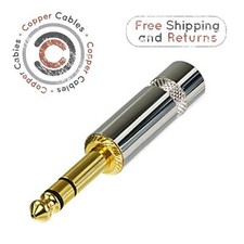 REAN NYS228G Stereo TRS Jack Plug. Guitar Instrument 6.35mm Male