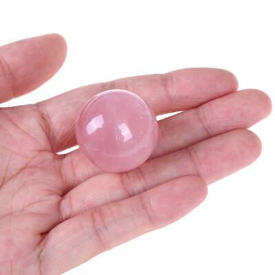 30mm Natural Pink Rose Quartz Crystal Sphere Mineral Ball Gemstone + Stand Decor