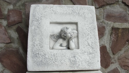 Engel Wandbild Amor Figur Wandrelief Büste Bild Grabengel Beton Grabstein - Picture 2 of 6