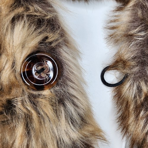 I Heart Raves Galaxy Cat Shaggy Faux Fur Hood Festival Electric Galaxy Brown - Picture 4 of 10