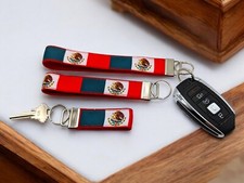 Flag Of Mexico Mexican Keychain Cinco De Mayo Wristlet Chain Key Fob Zipper