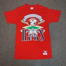 Nutmeg MLB Cincinnati Reds Mascot 1992 Vintage T-Shirt Tee Red Black Men's Large