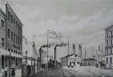 New York City Landing Courtland Street Hudson River Line 1855 Historical Print