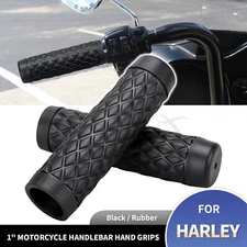 Black 1" Motorcycle Handle Bar Hand Grips For Harley Dyna Fat Boy Lo Road King
