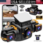 360° WiFi Dash Cam Recorder 4-Channel 2K Car Camera DVR Vehicle Video G-Sensor