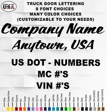 Custom Truck Door Lettering | Company Name + Town, State + US DOT Numbers & more