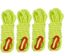 4 Pack Camping Tent Rope Guy Lines with Tensioner 4mm Outdoor Reflective Cords