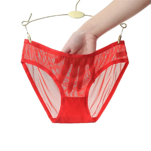 4 Pack Lot Sexy Women Low Waist Sheer Panties Underwear Mesh Cute Seamless Brief - Bild 20 von 22