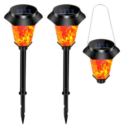 2 PACK Flickering Solar Lights Flame Torch Outdoor Landscape Garden Yard Lights