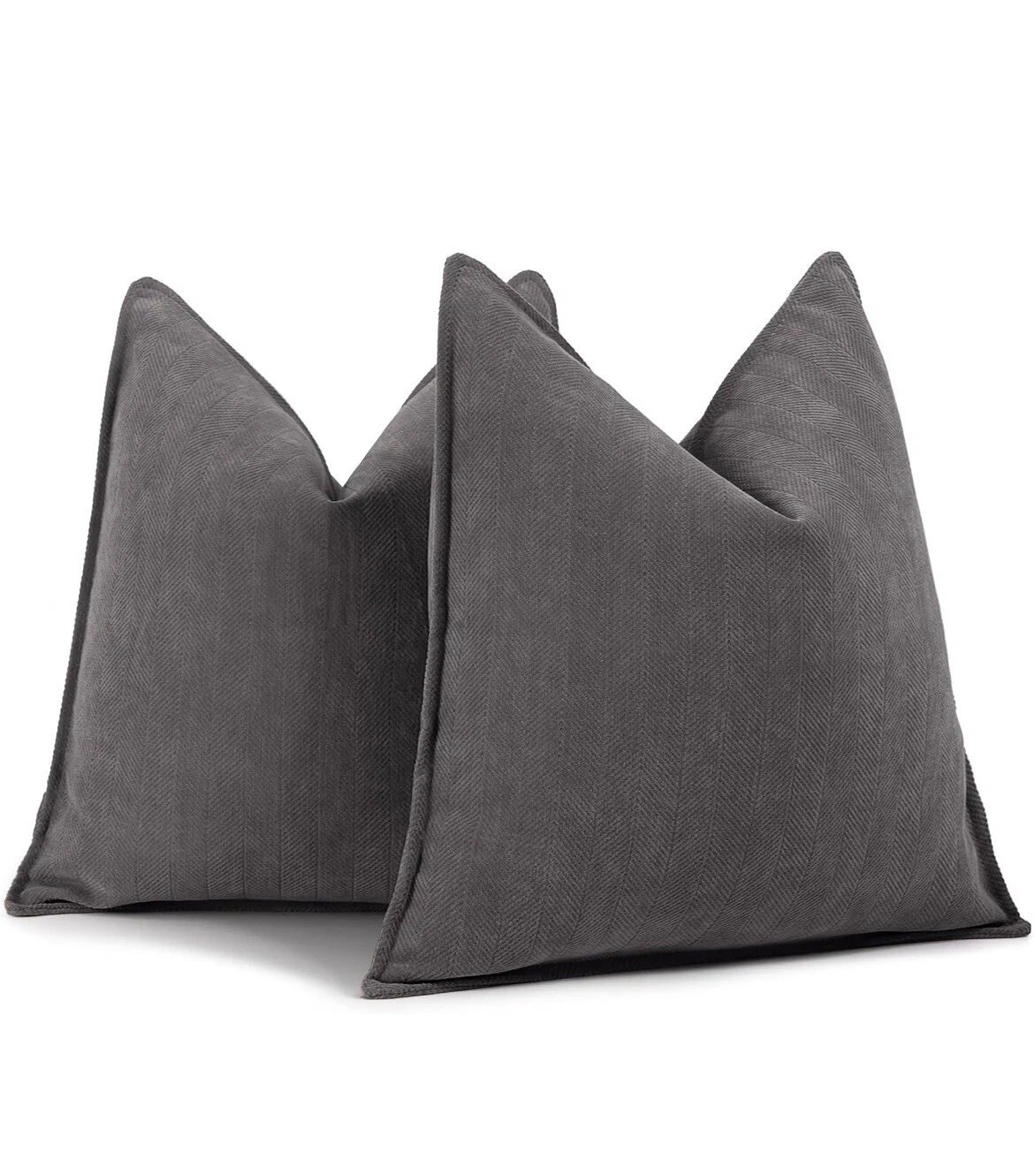 ZWJD Rustic Gray Pillow Covers 18x18,Set Of 2, Chenille Pillow Covers W/ Elegant
