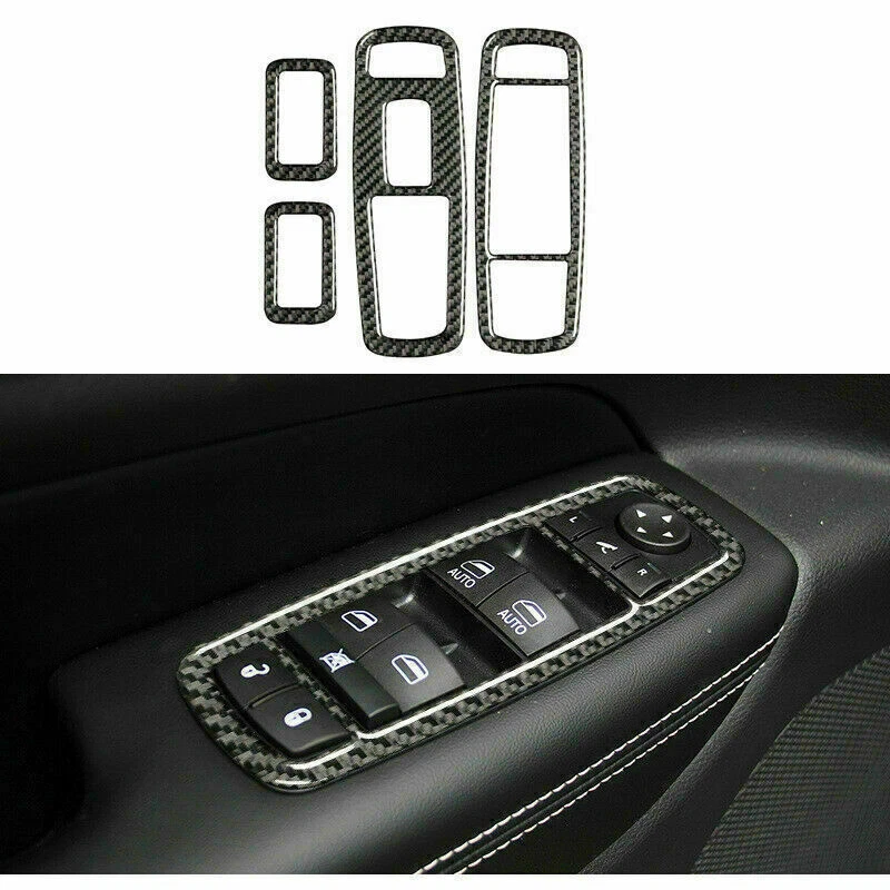 Juego completo de molduras de decoración interior de auto de fibra de carbono real para Jeep Grand Cherokee Foto 3 de 4