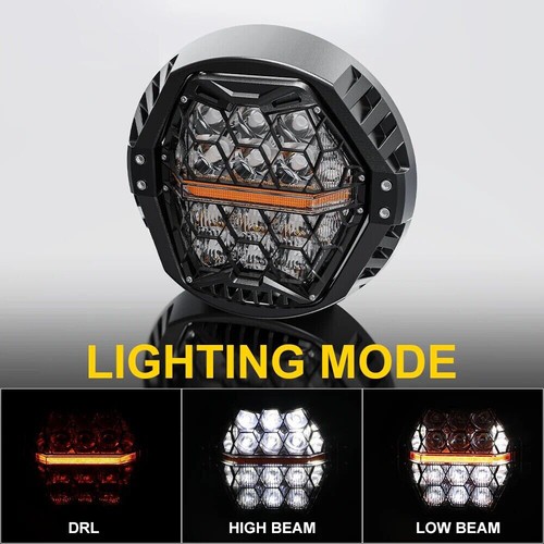 7 Inch LED Headlight For Harley Touring Street Glide 2015+ Amber Day Running - Picture 8 of 12