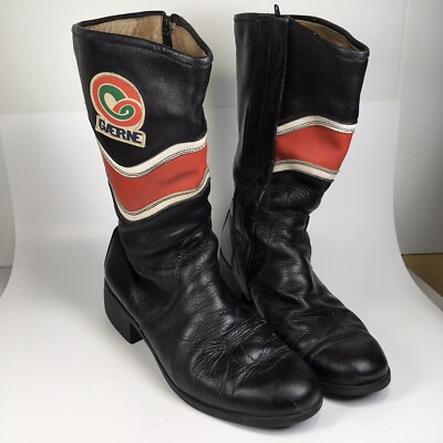 Vintage Gaerne Motorcycle Boots Mens Size Black Leather Red White  Logo
