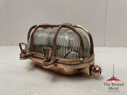 Maritim Kupfer Oval Schott Leuchte - Marine Stil Wandhalterung Lampe 4 Stück - Bild 3 von 8