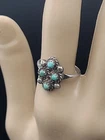 Vintage Zuni Sterling Silver Petit Point Turquoise Ring  Sz 7.75
