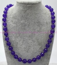 Natural Faceted 10mm Purple Amethyst Gemstone Round Beads Necklace AAA