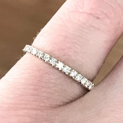 0.3 ctw Natural Diamond Solid 14k White Gold Stacking Wedding Band Ring 2 MM