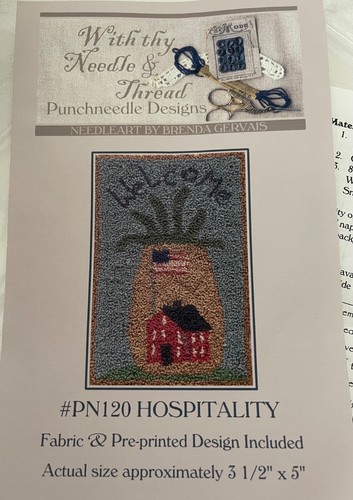 With Thy Needle Thread PN120 - HOSPITALITY -  Punch Needle Pattern & Fabric