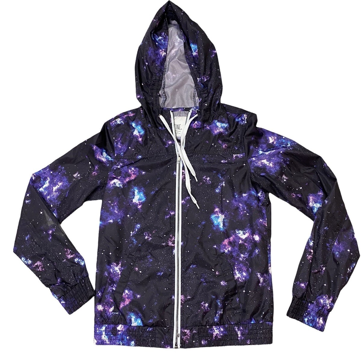 【THE MOZZ】Nelia Hooded Jacket Zine Womens Galaxy Hooded Jacket Windbreaker Space Print