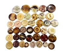 40 Assorted TAN & BROWN Acrylic Buttons All Singles Sewing Crafts