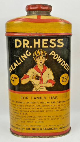 Vintage Dr. Hess Healing Powder Tin ~ for Humans, Horses, & Cows