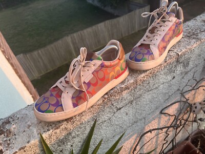 Coach Lowline Coated Canvas Low Top Sneaker Woman size 41 uk rainbow 