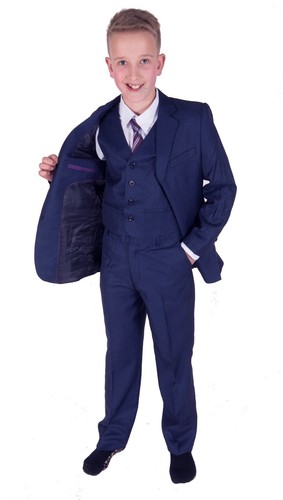 Boys Suits Blue 5 Piece Boys Wedding Suit Page Boy Party Prom 2 to 15 Years - Afbeelding 1 van 5