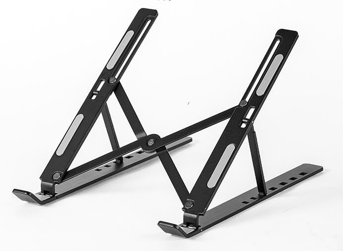 Adjustable Black Aluminum Laptop Stand Riser Holder for Desk  