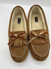 Sperry Topsider Moccasins Brown Suede Leather Upper Fur Lined Sz 11 M EUC