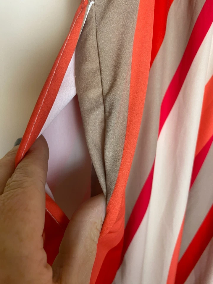 Falda eShakti Mujer 3X-24W Rojo Melocotón Rayas Maxi Acampanada Forrada Boho Plus Damas Foto 3 de 4