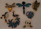 Rhinestone Peacock Bird Dragonfly Butterfly Ladybug Frog Brooch Lot Ca Us E301-1