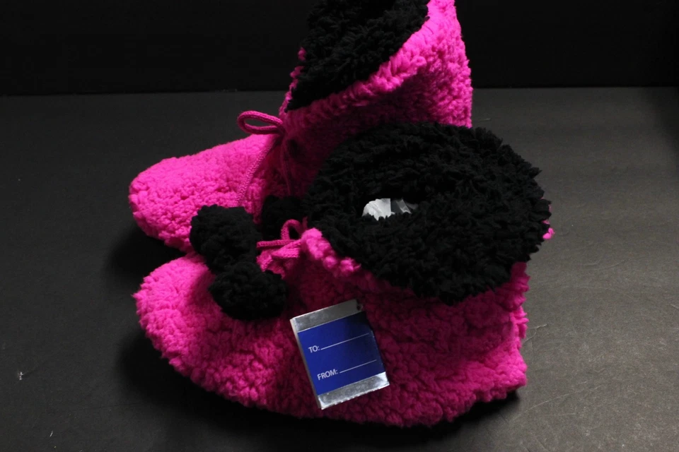 1 Slipper socks Women Shoe 4 TO 6 NON SKID RUBBER BOTTOM ORANGE RED SKY - Image 4 of 4