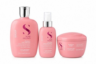 Alfaparf Semi Di Lino Nutritive Set Shampoo Detangling Fluid Mask 3 Pc