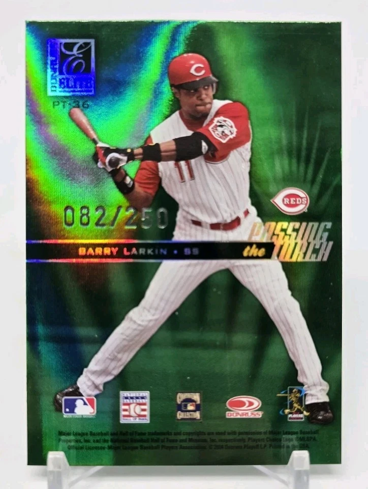 2004 Donruss Elite JOE MORGAN / BARRY LARKIN Passing the Torch Green /250 Reds - Image 4 of 4