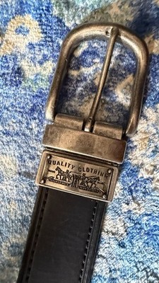 Levi's Black Bonded Leather Belt Size 32/80 Metal Logo Loop