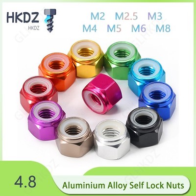 Sicherungsmutter M2/3/4/5/6/8 Aluminium Sechskant Stoppmuttern Sechskantmutter