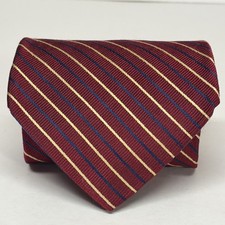 Brooks Brothers Makers Silk Repp Stripe Tie Burgundy Navy Gold Made in USA. A54