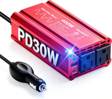 2026 Upgraded 400W Peak Clipped Sine Wave Car Power Inverter DC 12V to AC 2 Ou